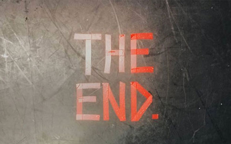 The words The End taped in red on the floor